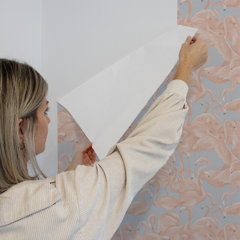 Tempaper Flamingo Peel and Stick Wallpaper Pastel Blue/Pink