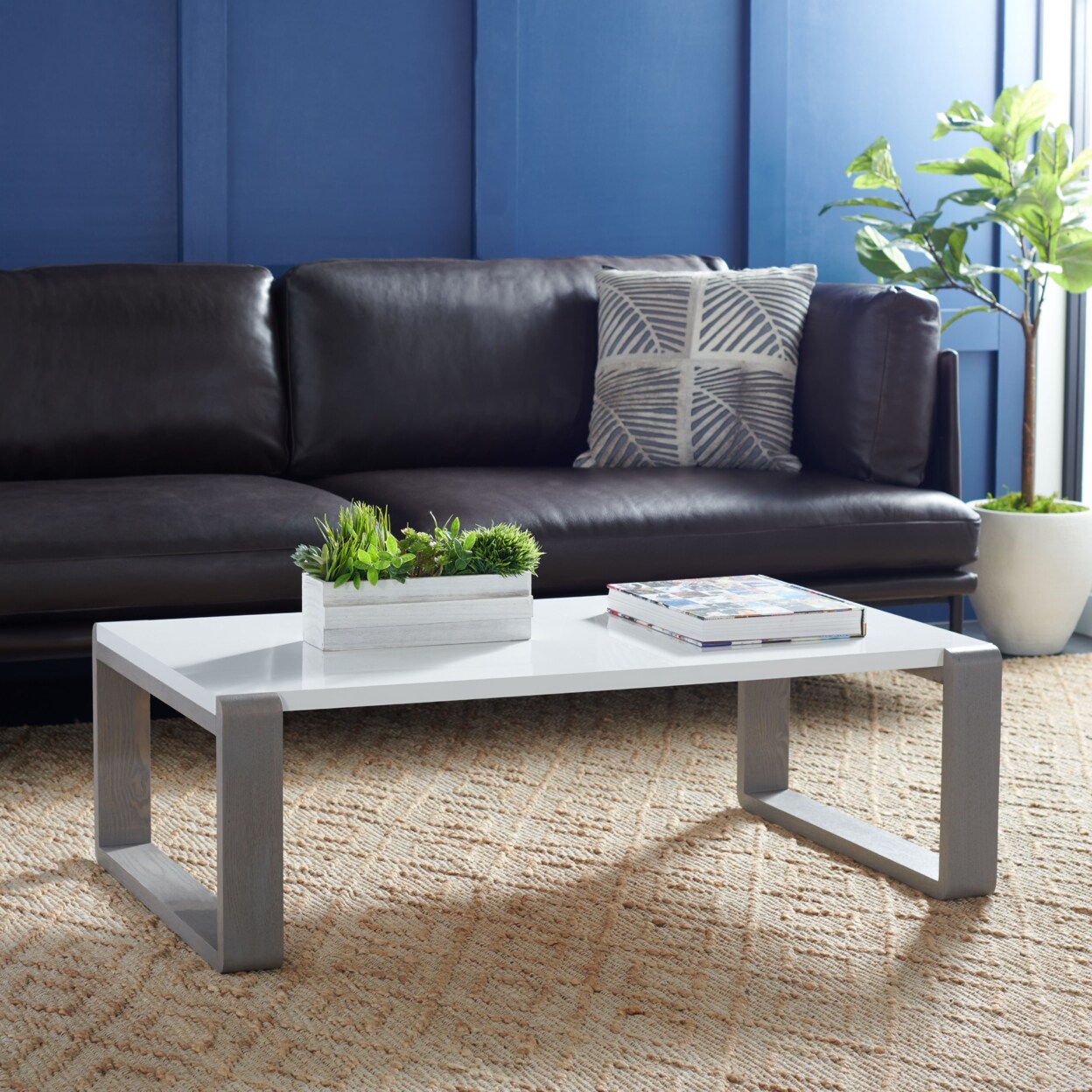 Safavieh   Bartholomew Mid-Century Scandinavian Coffee Table White / Grey