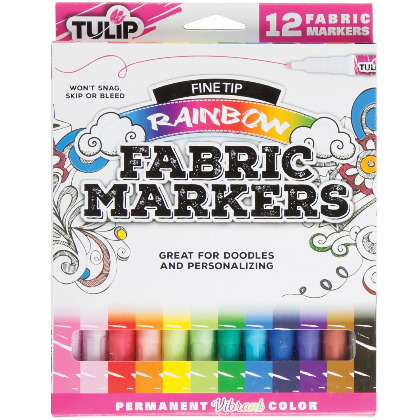 Tulip Fine Tip Fabric Markers 12/PkgRainbow Michaels