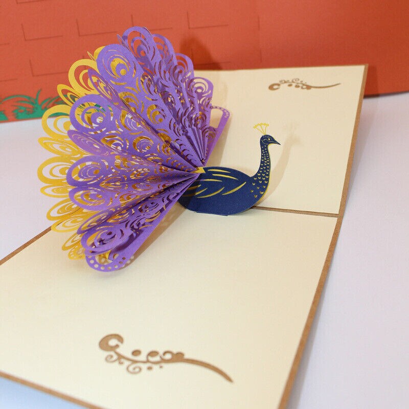 Kitcheniva 3D Peacock Pop Up Greeting Card Christmas Craft