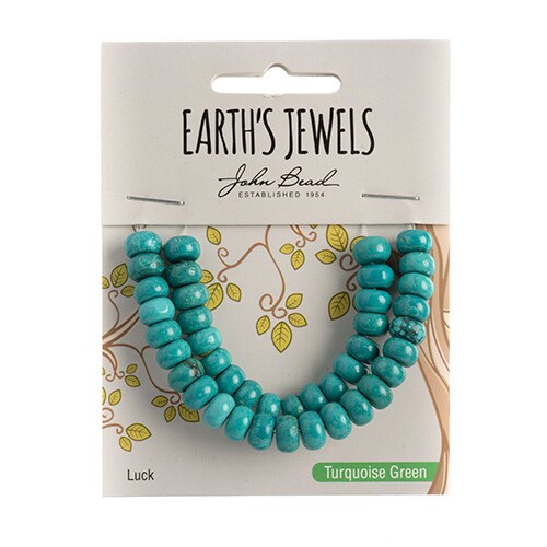 Earth’s Jewels Semi-Precious Rondelle Green Turquoise Stabilized