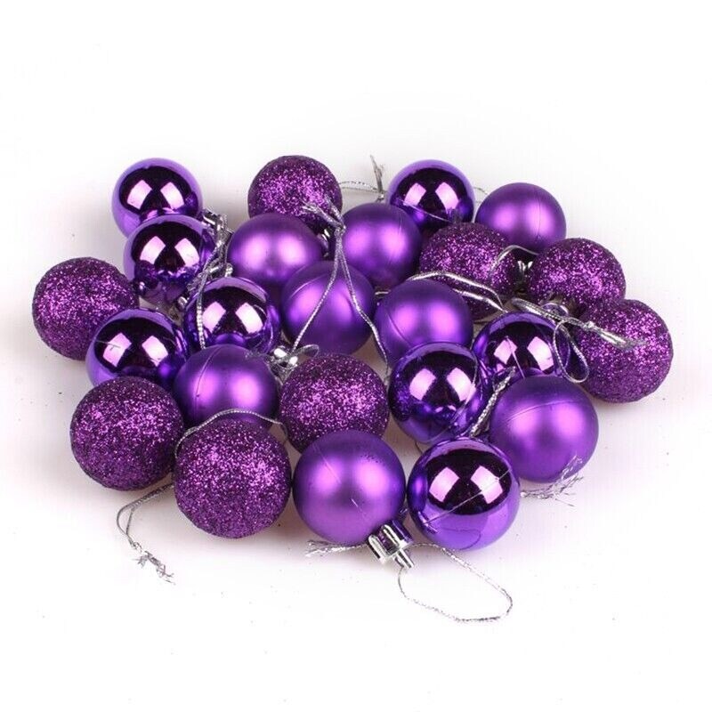 24 Piece Christmas Glitter Ball Ornaments