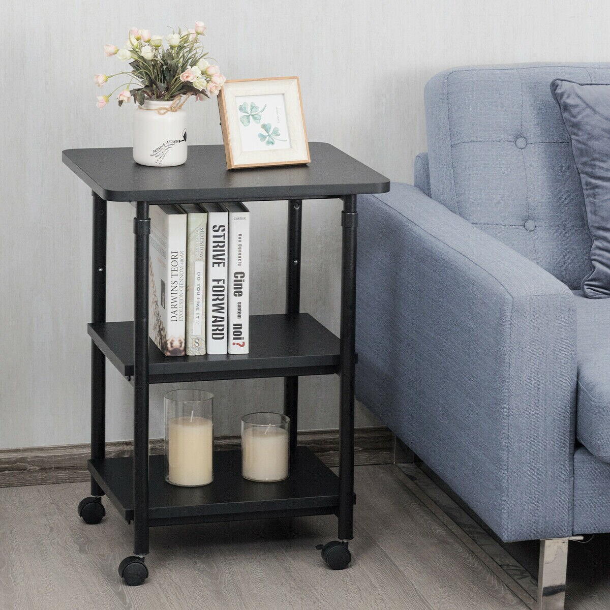 3-tier Adjustable Printer Stand with 360&#xB0; Swivel Casters
