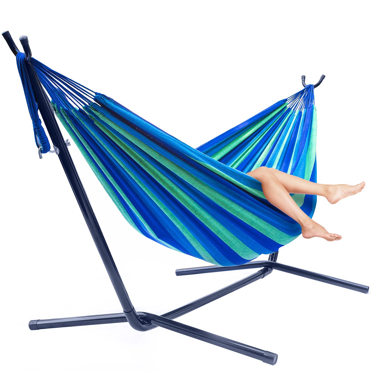 Sorbus Double Hammock With Steel Stand - Portable Carrying Case