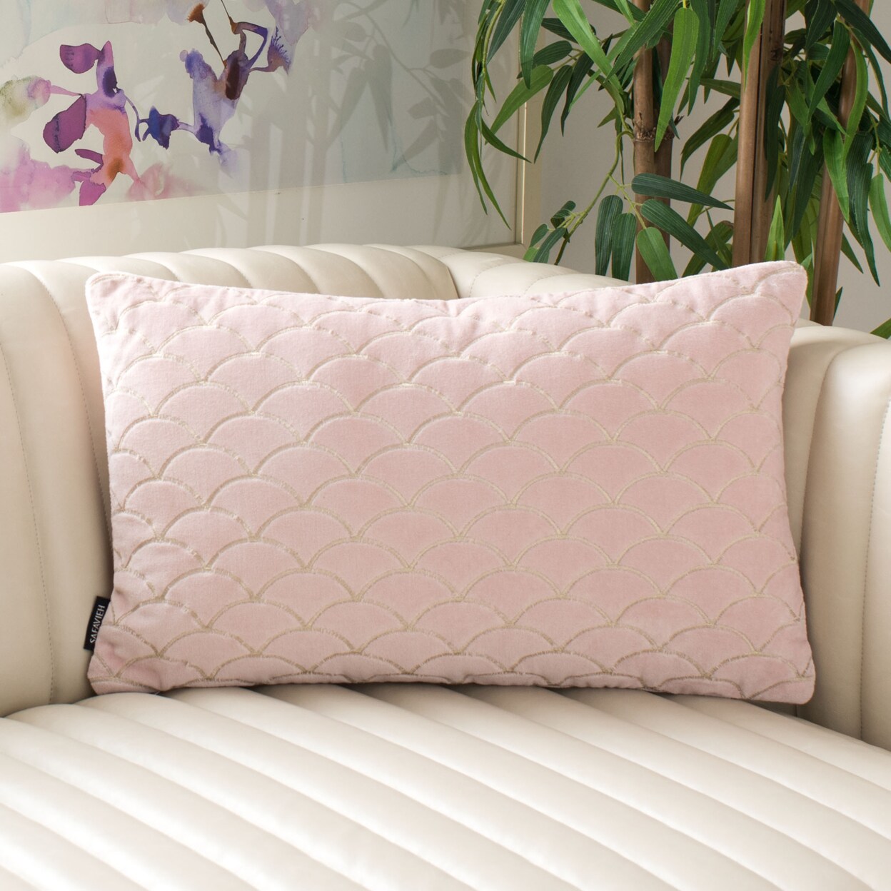 Safavieh Roselen Pillow Blush / Gold Home Decor Pillow Throw Comfort Cushion