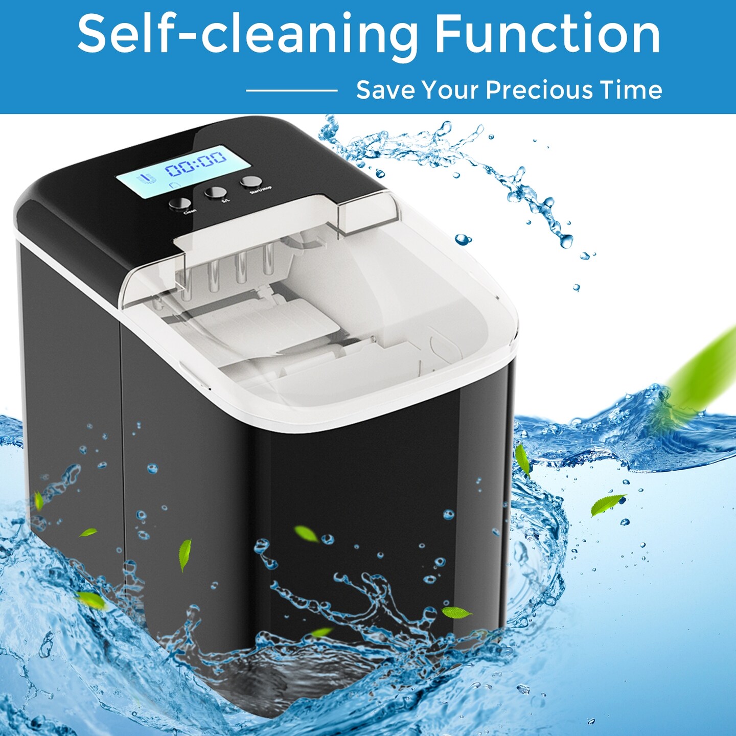Countertop LCD Display Ice Maker with Ice Scoop