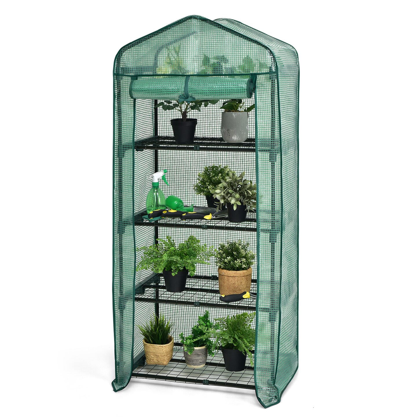 Mini Greenhouse with PE Cover 4-Tier Portable Warm House