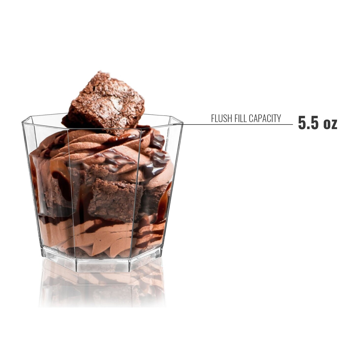 Clear Octagon Disposable Plastic Dessert Cups - 5.5 Ounce (288 Cups)