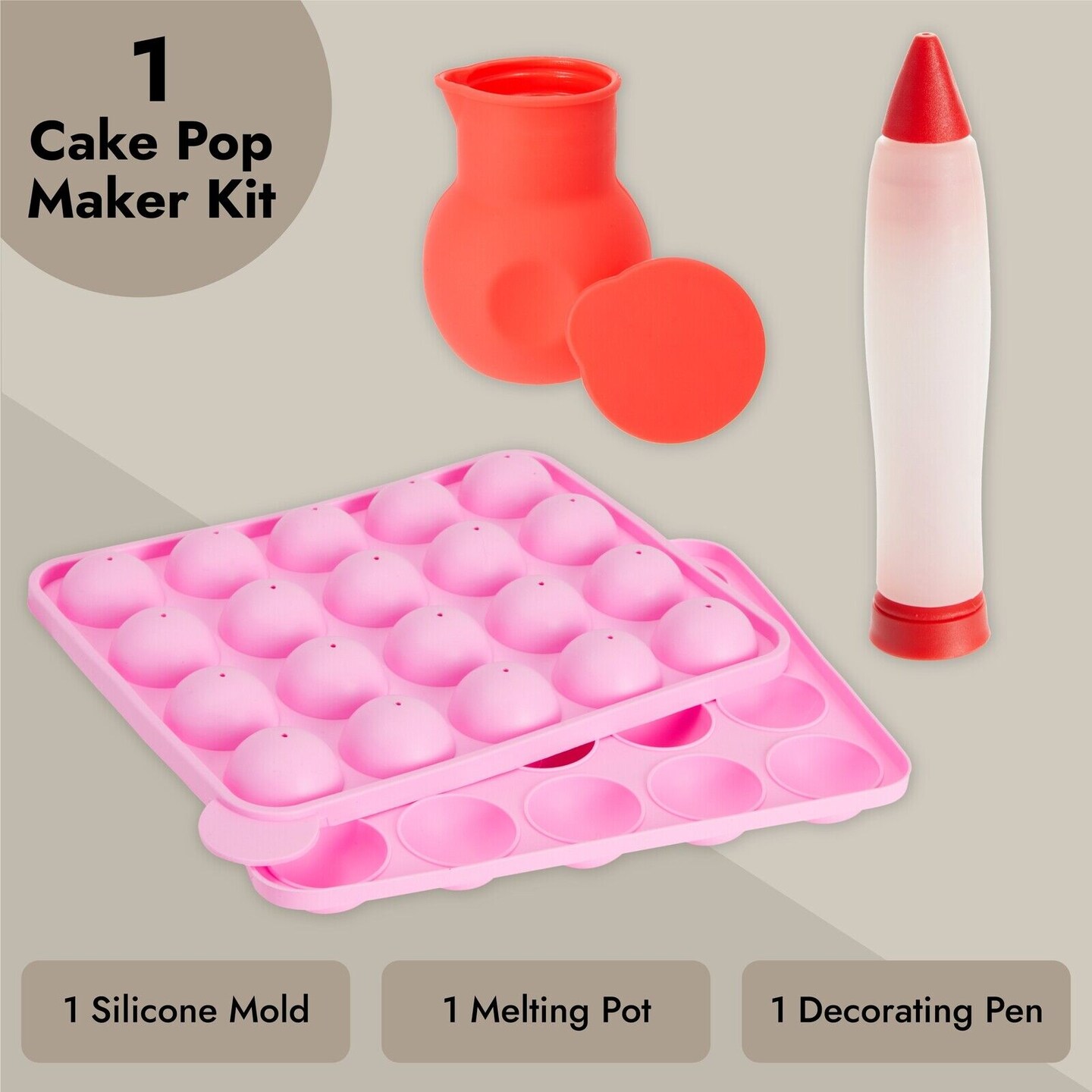 Colored Cake Pop Maker Kit with Mold, Decorating Tools and 3-tiered Stand 404pcs