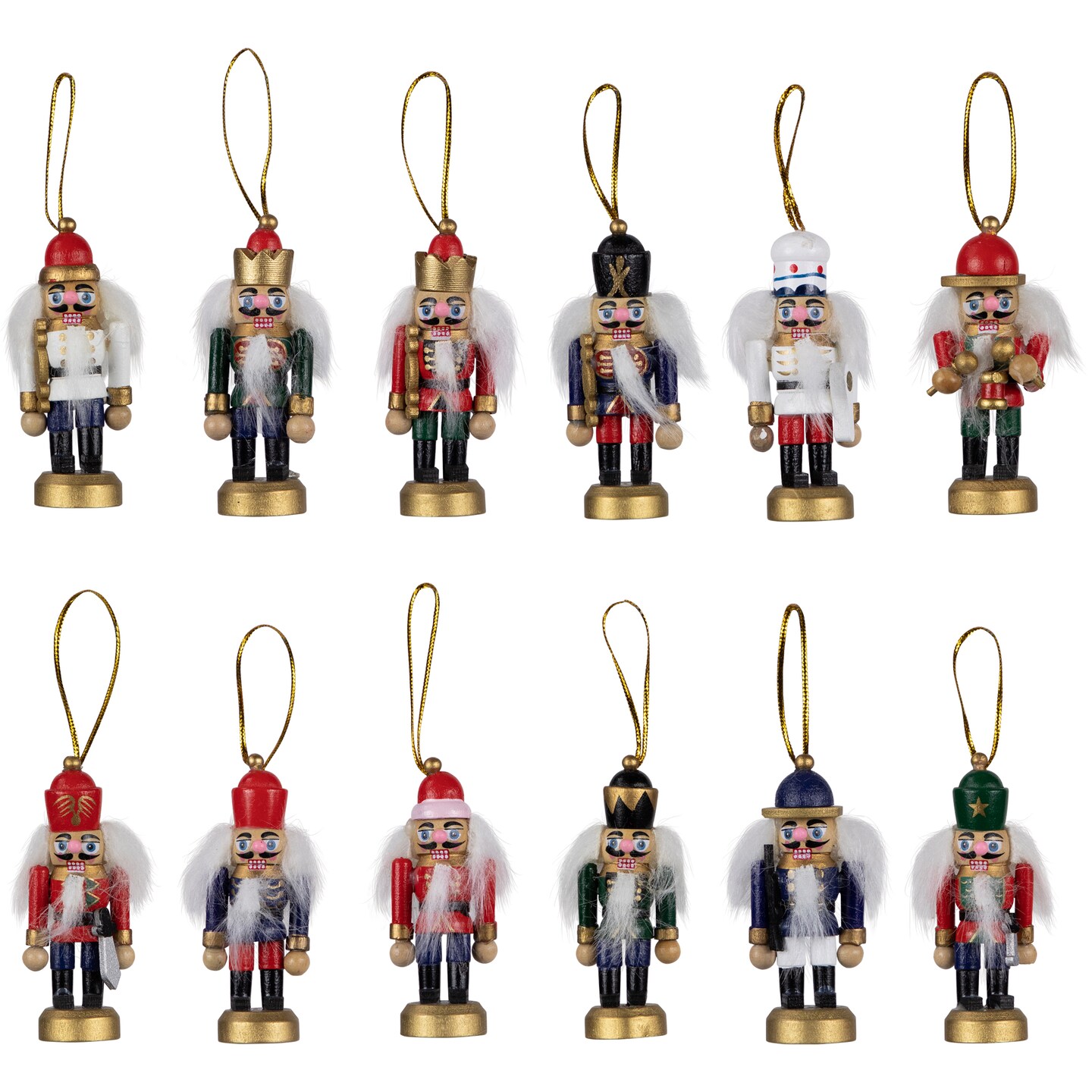 Northlight 12-Piece Red and Blue Mini Christmas Nutcracker Ornament Set 3.25&#x22;