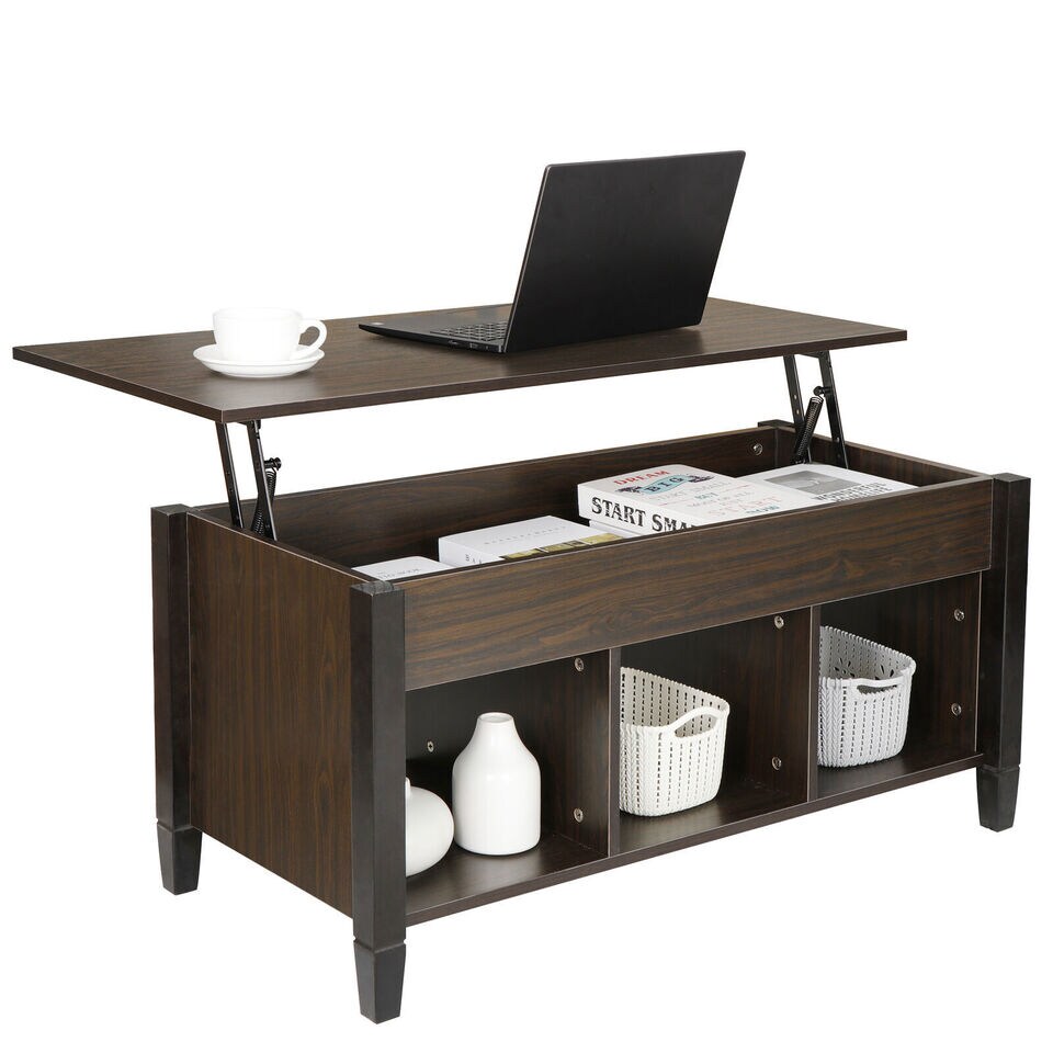 Retro Lift Top Coffee Table Hidden Storage Organizer Table Tea .