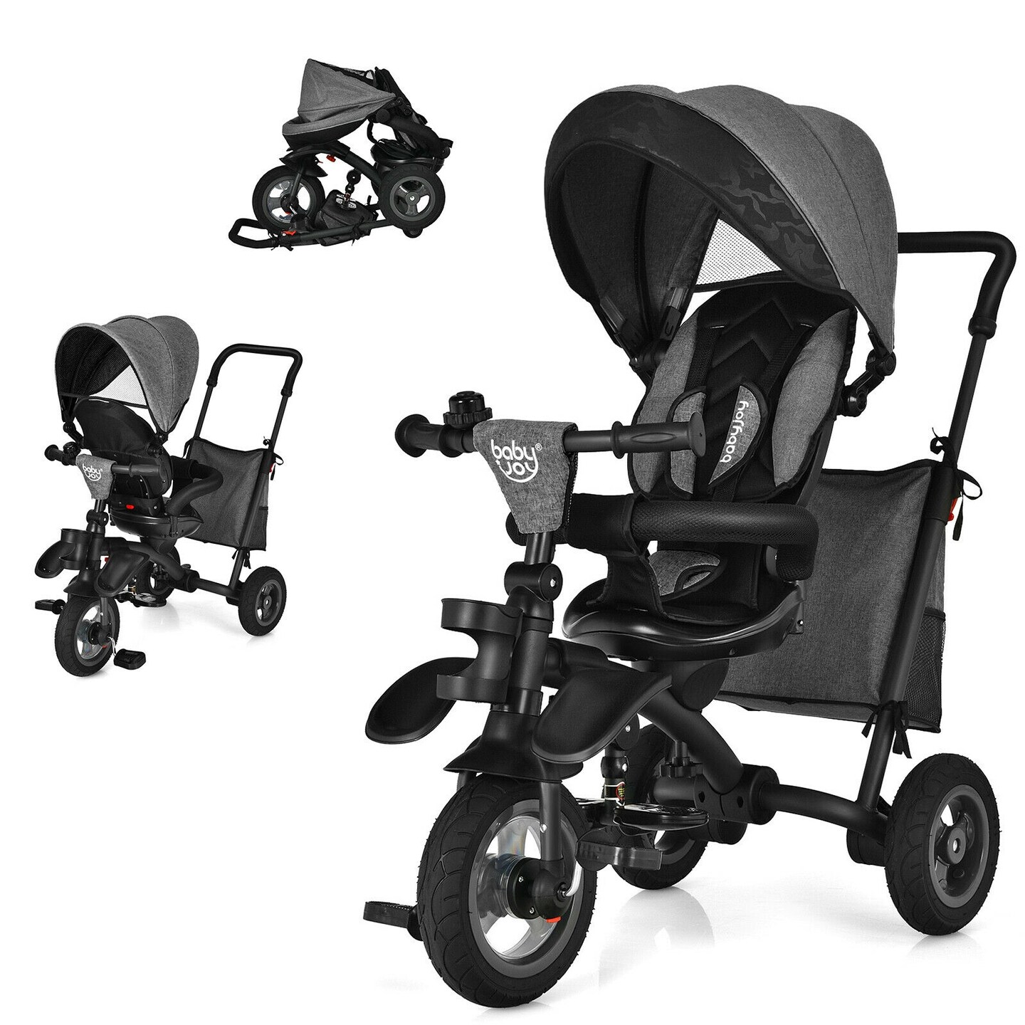 7 In 1 Baby Folding Tricycle Stroller with Rotatable Seat Michaels