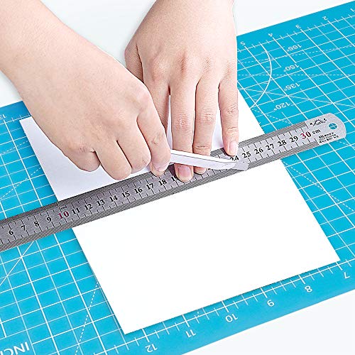 Self Healing Cutting Mat 18"x12" Non-Slip PVC Double Sided 5-Ply A3 Art Craft Rotating Mat,Sewing Crafts Hobby Fabric Precision Scrapbooking Project(Blue/Light blue)