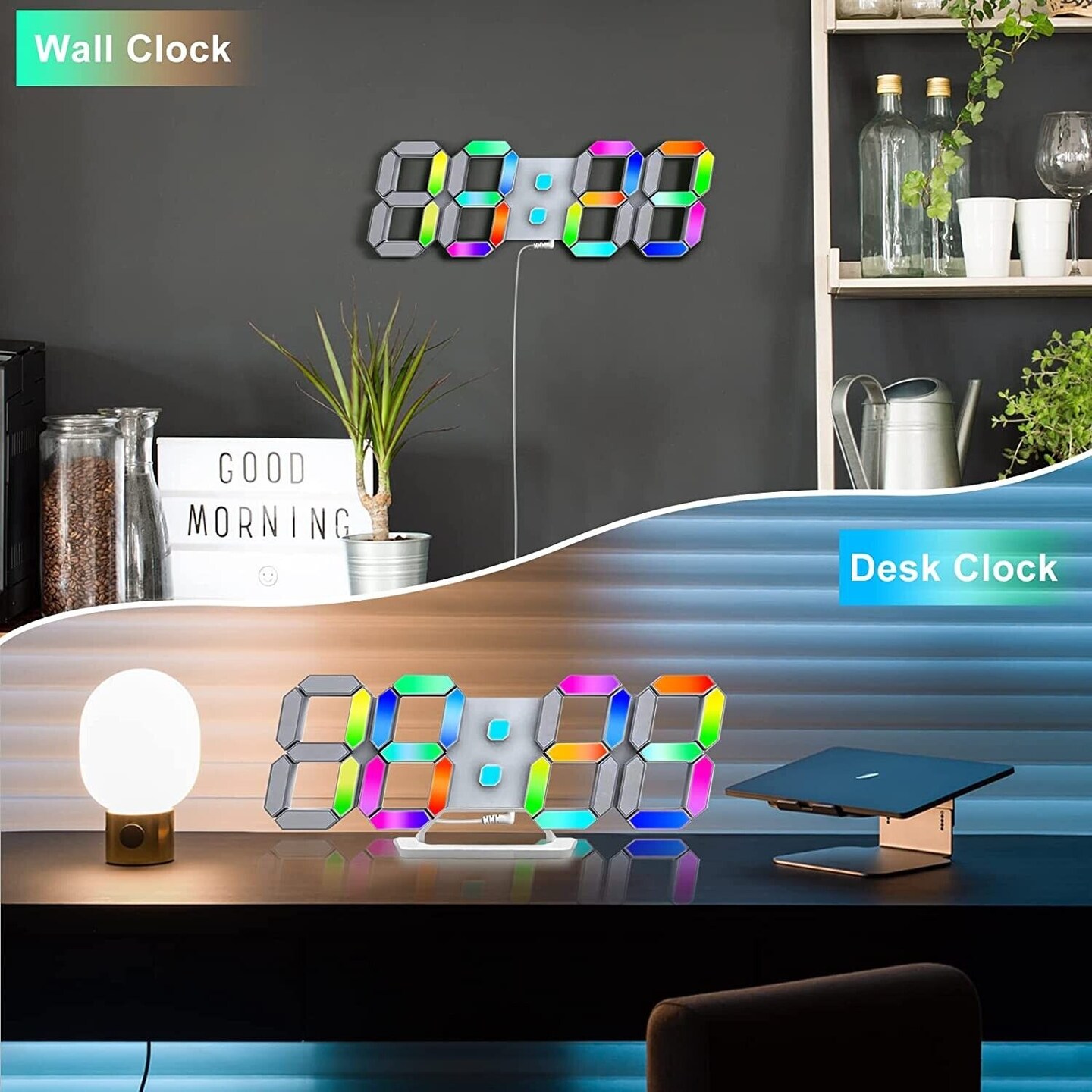 Multicolor Digital Alarm Clock with Remote