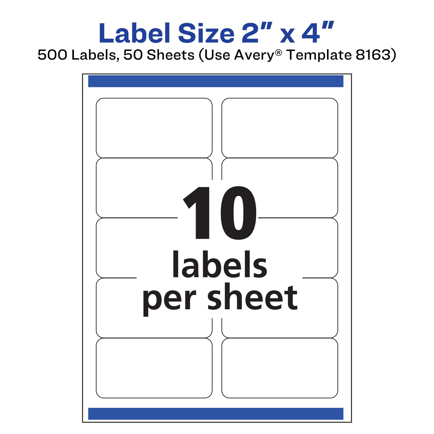 Avery Printable Shipping Labels with Sure Feed, 2" x 4", White, 2 Packs, 500 Blank Mailing Labels Total (21936)
