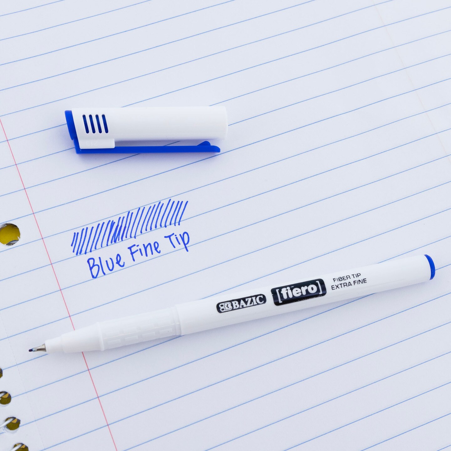 BAZIC Fiero Blue Fiber Tip Fineliner Pen (4/Pack)