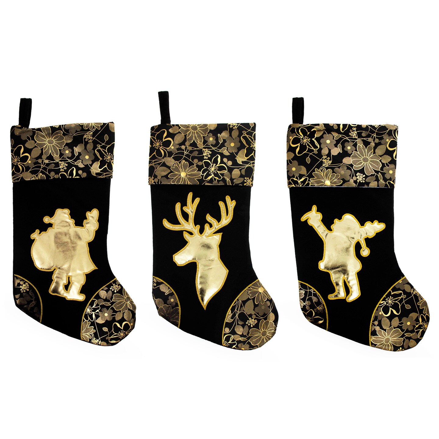 Set of 3 Felt Santa, Reindeer Christmas Stockings 16 Inches