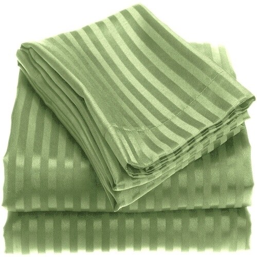 4 Piece Embossed Striped Bed Sheet Collection Ultra Soft Microfiber 800