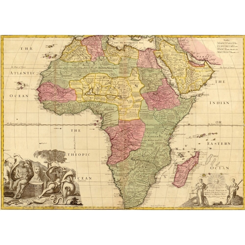1725 English Map Of Africa Identifying Kingdoms And Within The Large Regions Barbary History
