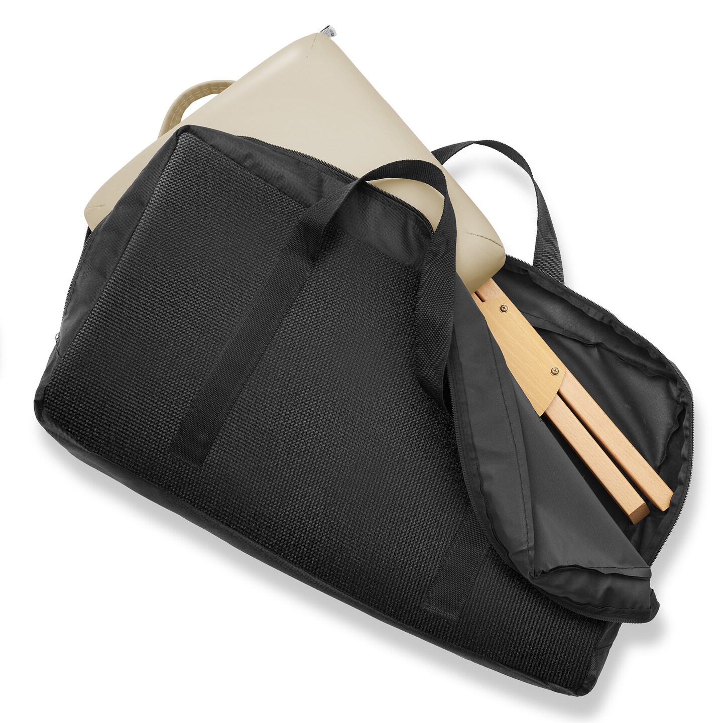 Saloniture Wood Folding Massage Stool with Carrying Case
