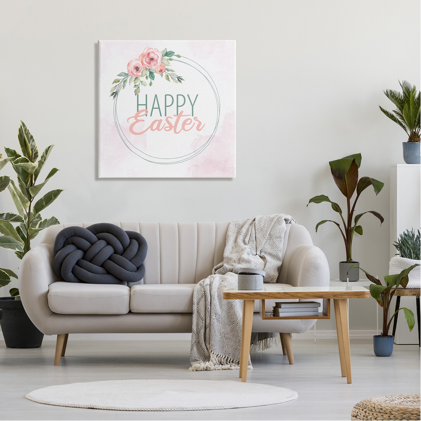 Stupell Industries Happy Easter Floral Border Canvas Wall Art