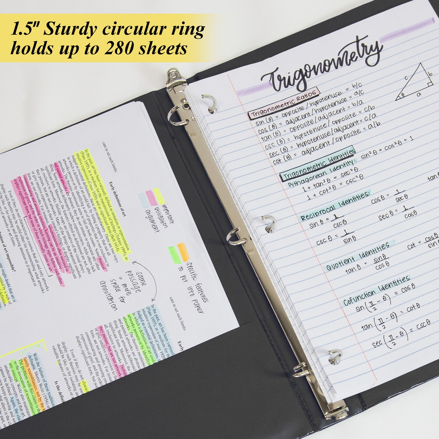 BAZIC Binder 1.5&#x22; Black 3-Ring w/ 2-Pockets