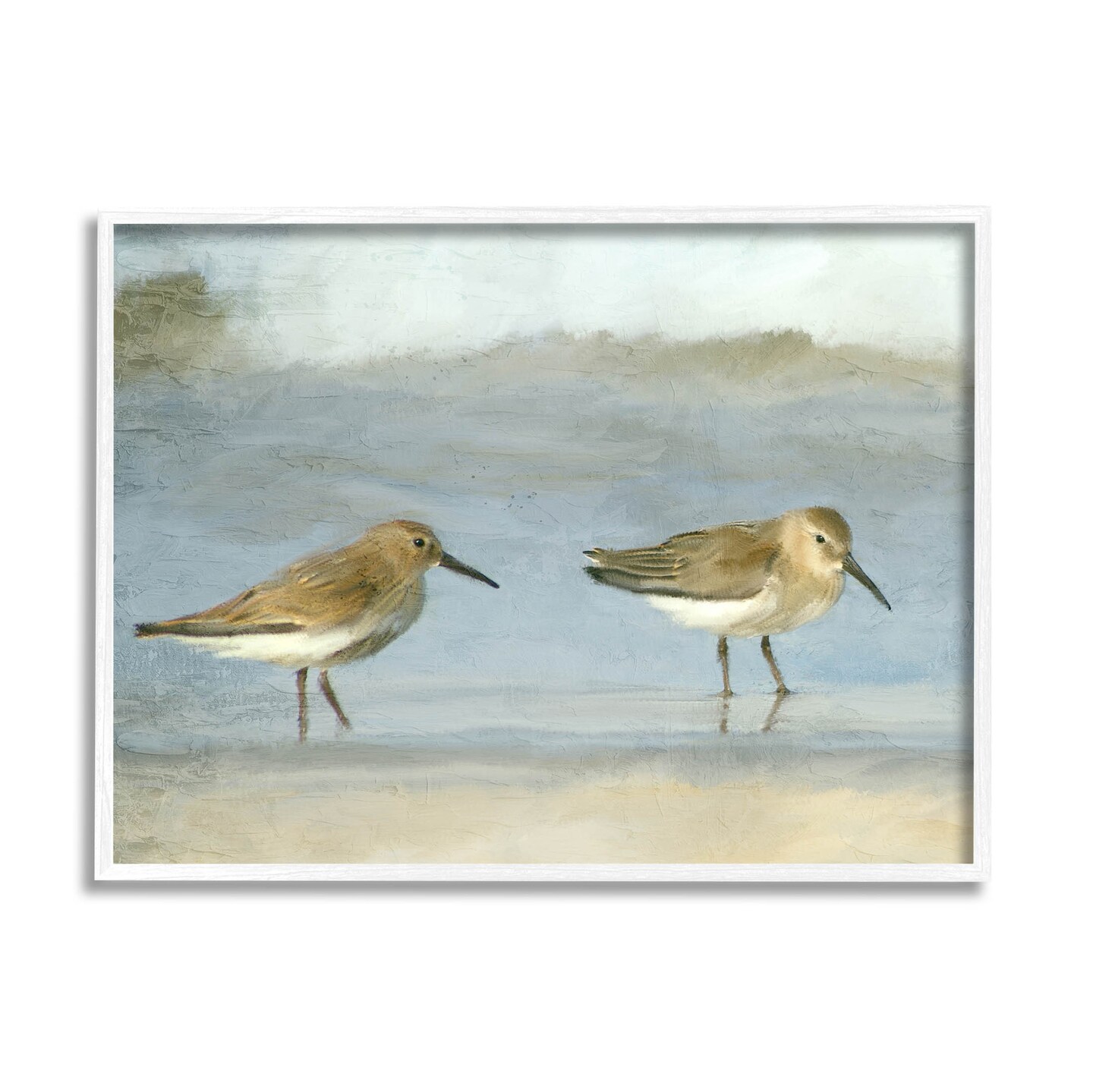 Stupell Industries Two Sandpipers Stepping Beach Shore Black Framed ...