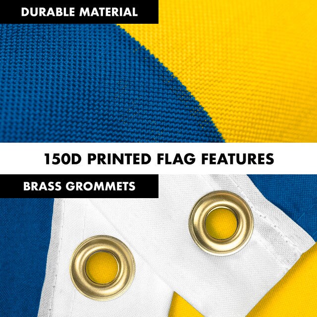 G128 Combo Pack: 6 Feet Tangle Free Spinning Flagpole (Black) Sweden Swedish Flag 3x5 ft Printed 150D Brass Grommets (Flag Included) Aluminum Flag Pole