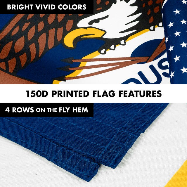 G128 Combo Pack: 6 Feet Tangle Free Spinning Flagpole (Black) Utah UT State Flag 3x5 ft Printed 150D Brass Grommets (Flag Included) Aluminum Flag Pole