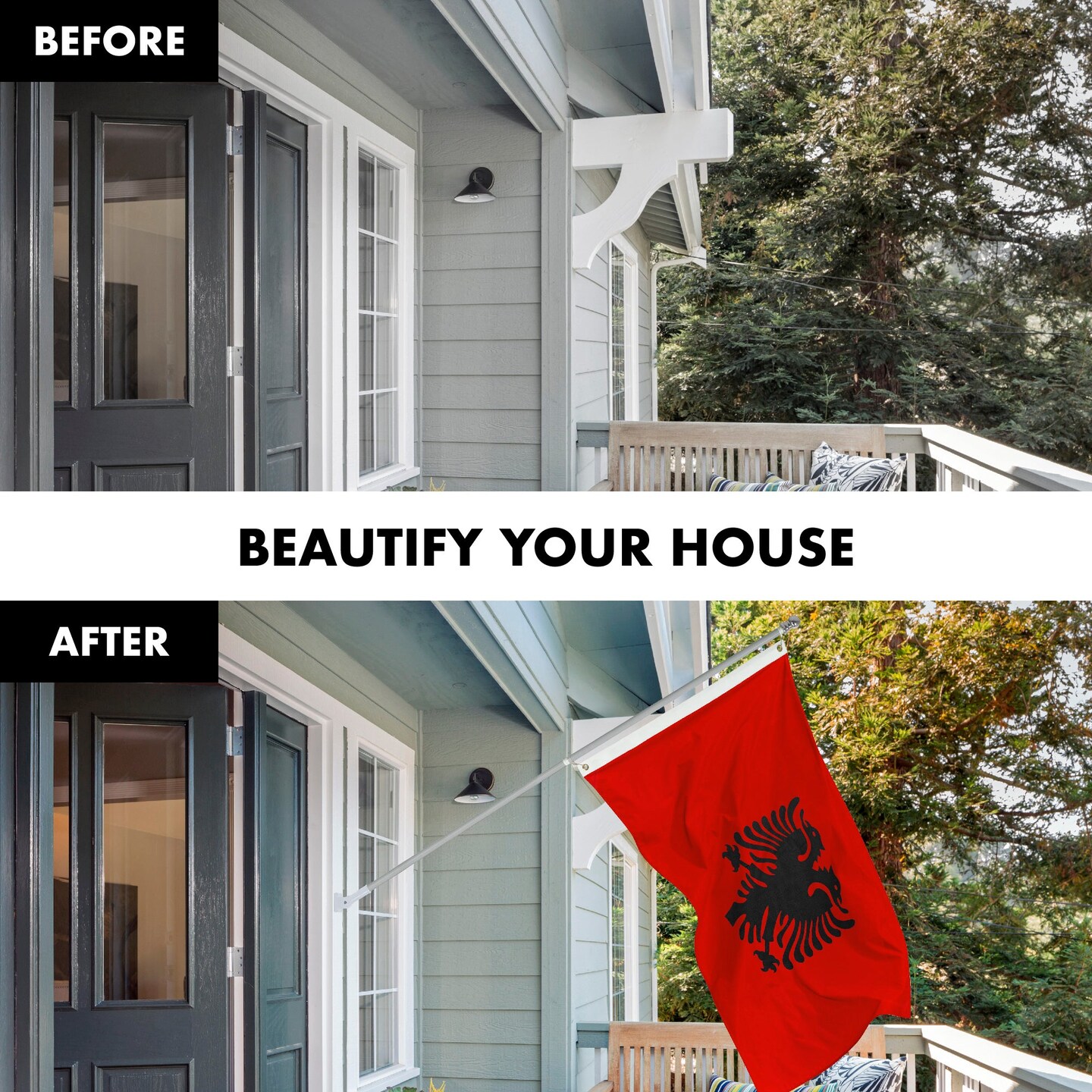 G128 Combo Pack: 6 Feet Tangle Free Spinning Flagpole (Silver) Albania Flag 3x5 ft Printed 150D Brass Grommets (Flag Included) Aluminum Flag Pole