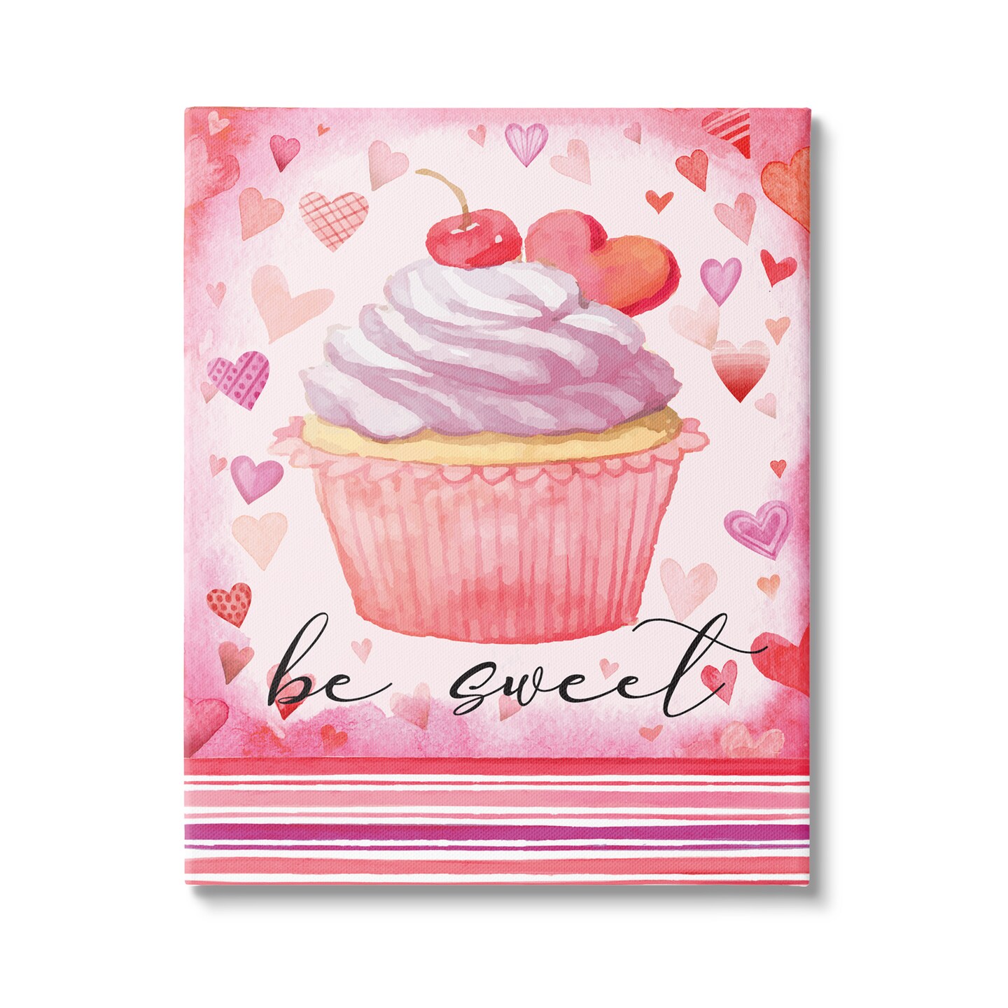 Stupell Industries Be Sweet Romantic Hearts Cupcake Canvas Wall Art