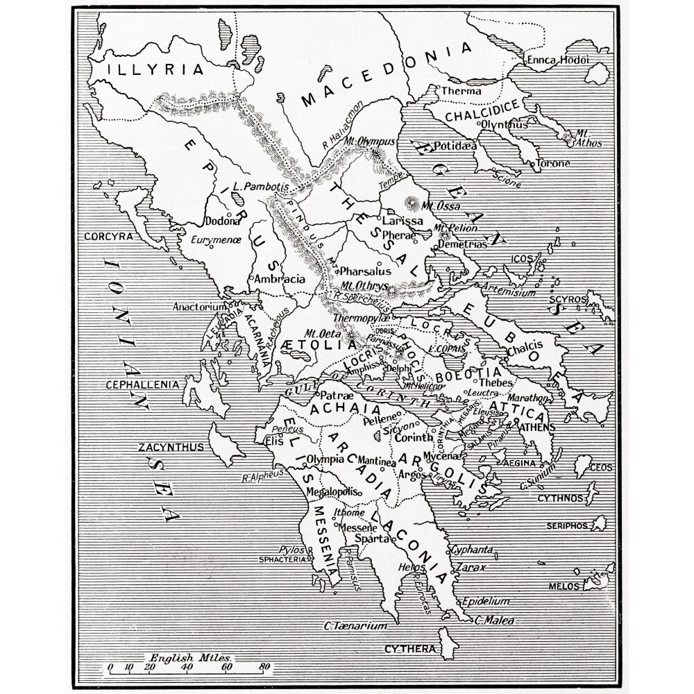 Map Of Ancient Greece 500 - 300 Bc. From Hutchinsons History Of The Nations Published 1915. By Ken Welsh / Design Pics
