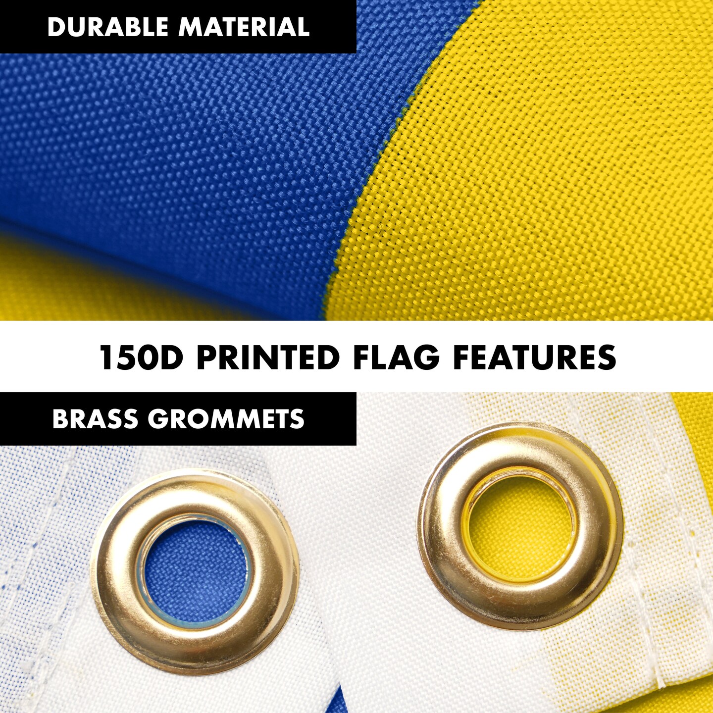 G128 Flag Pole 6FT Black Tangle Free &#x26; Ukraine Ukrainian Flag 3x5 Ft Combo Printed 150D Polyester