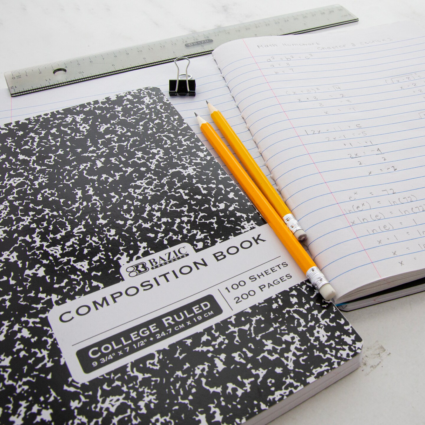 BAZIC Composition Book C/R Black Marble 100 Ct.