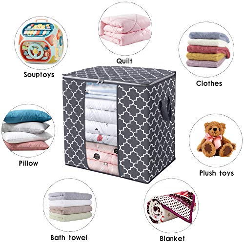 WISELIFE Storage Bags [3 Pack/100L] Large Blanket Clothes Organization and  Storage Containers for Comforters,Bedding, Foldable Organizer with