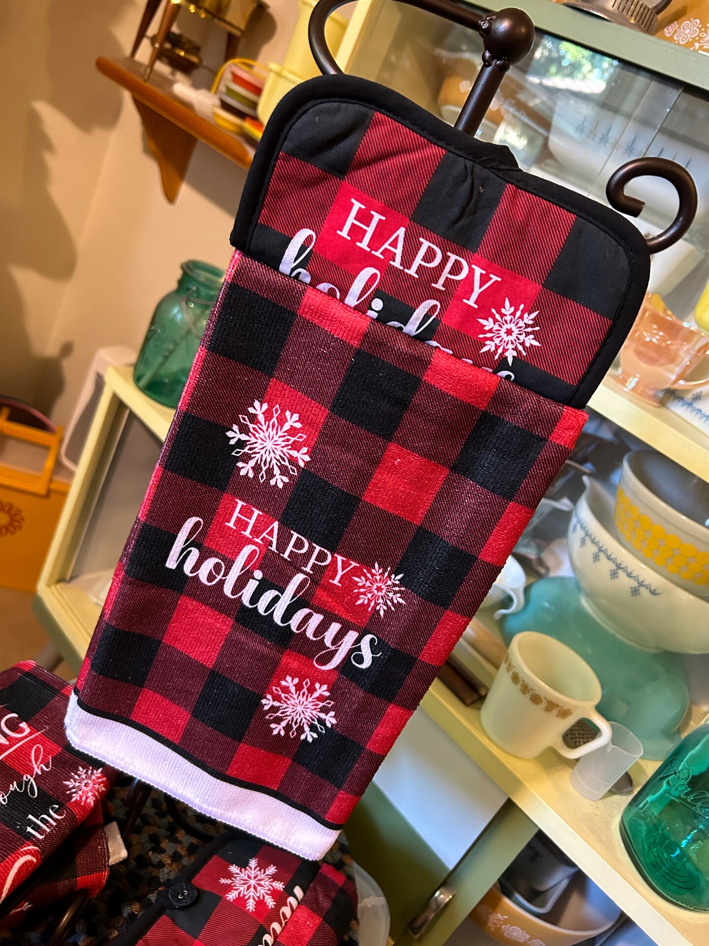 Happy Holiday Plaid Kitchen Towel