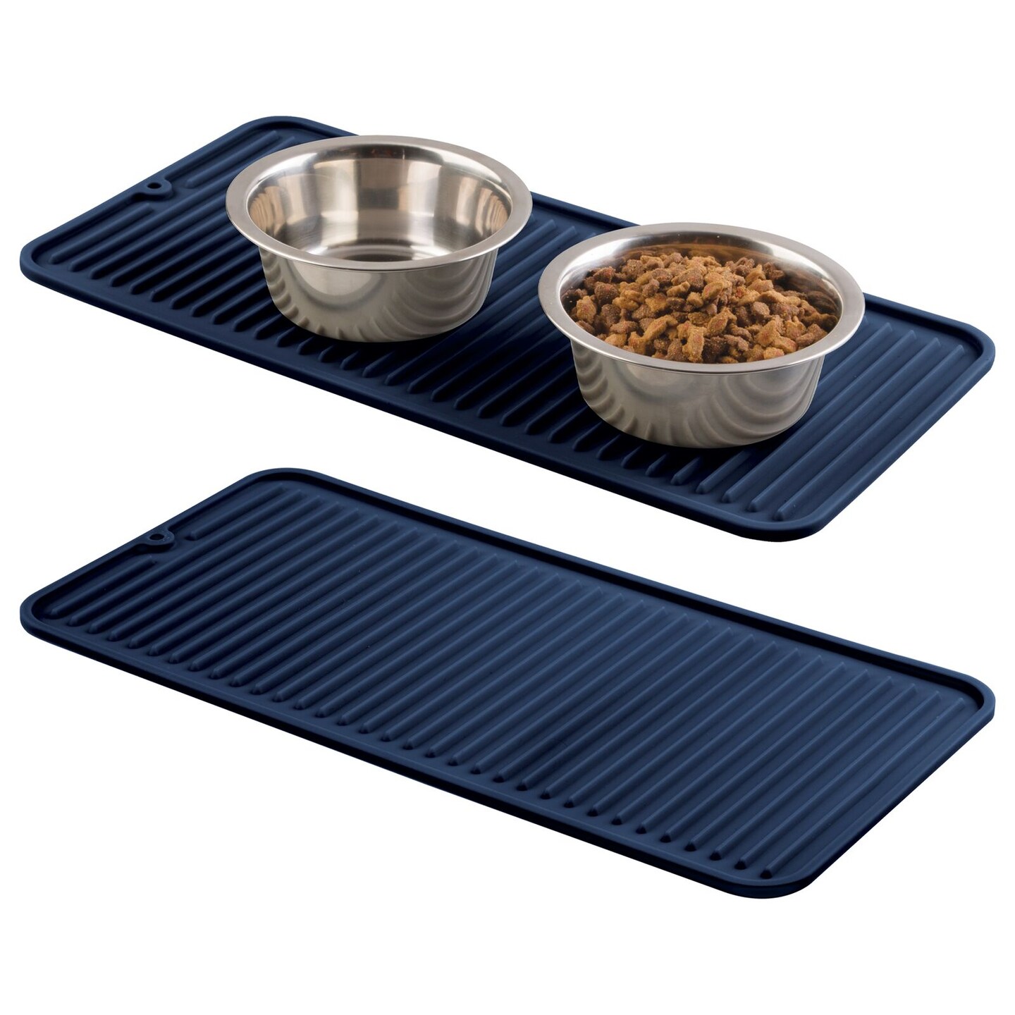 mDesign Silicone Pet Food/Water Bowl Feeding Mat for Dogs, Small, 2 Pack