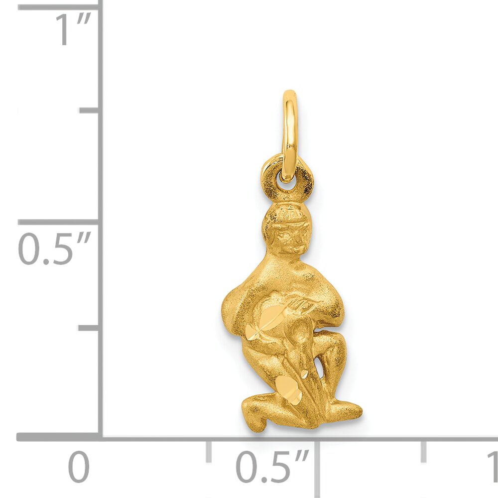 14K Gold Aquarius Zodiac Charm Jewelry FindingKing Astrological 20 X 8mm