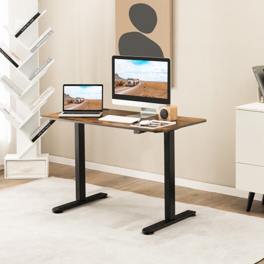 45.5 Inch Electric Height Adjustable Standing Desk with 2-Button Controller and Metal Frame