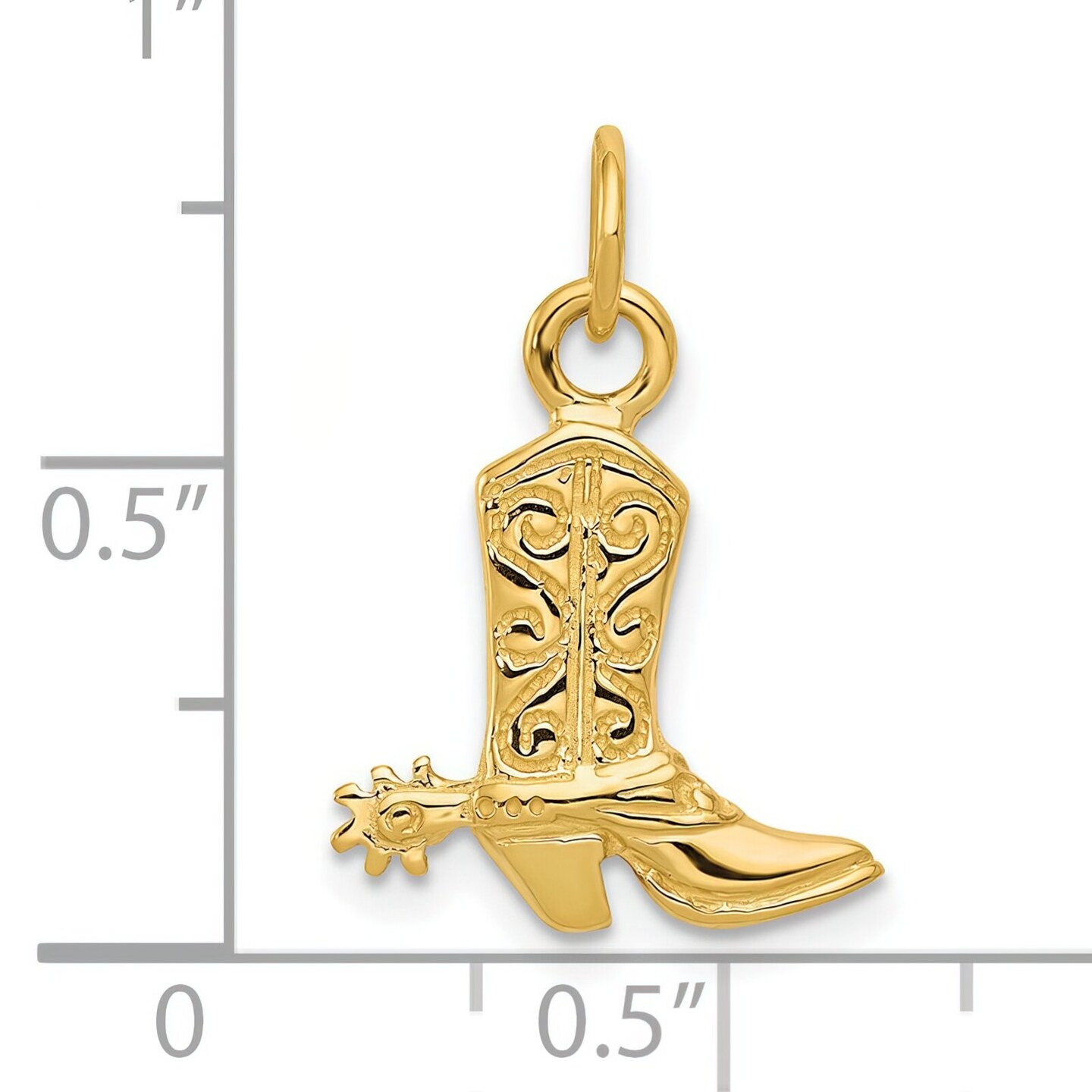 14K Gold 3D Cowboy Boot Pendant Charm Jewelry 22 x 24 mm