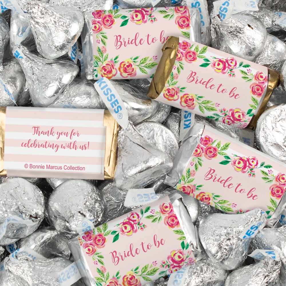 116 Pcs Bridal Shower Candy Party Favors Hershey&#x27;s Miniatures &#x26; Kisses - Pink Floral