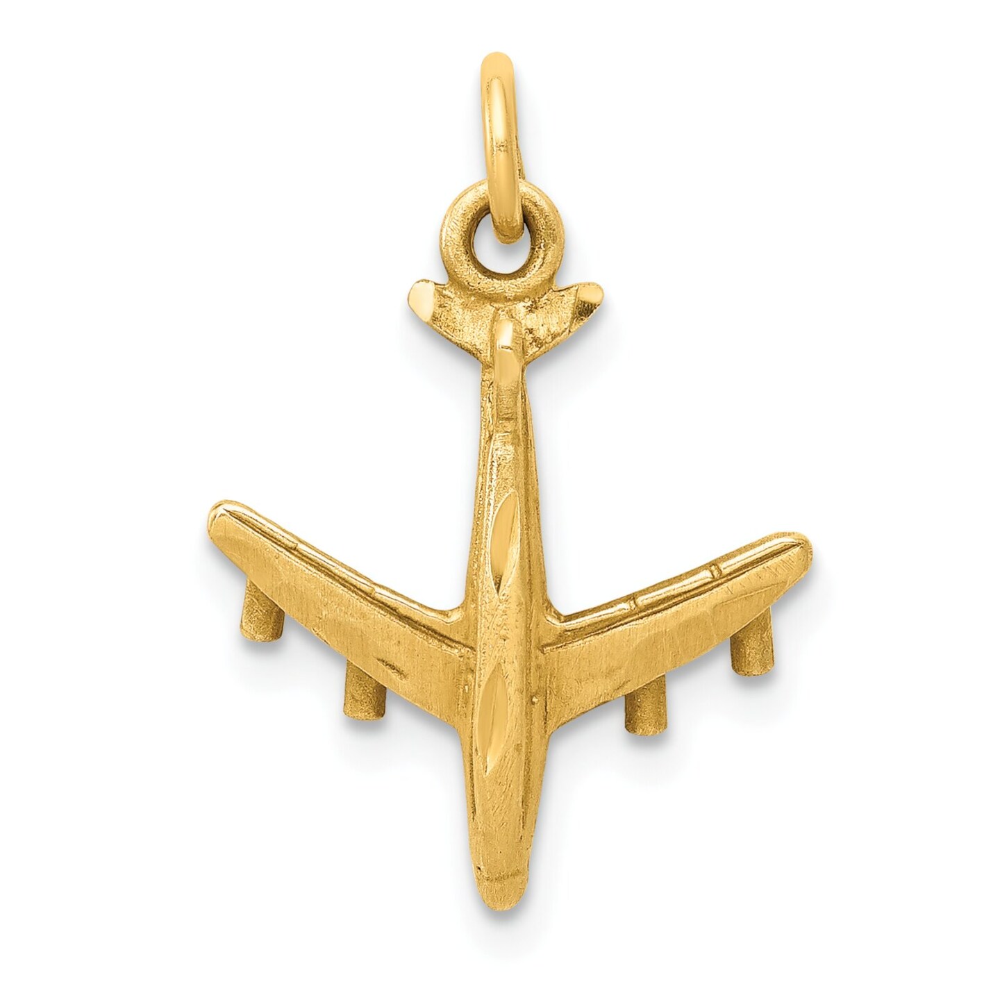 14K Yellow Gold Airplane Charm Pendant Jewelry New 21.5 X 15.5mm
