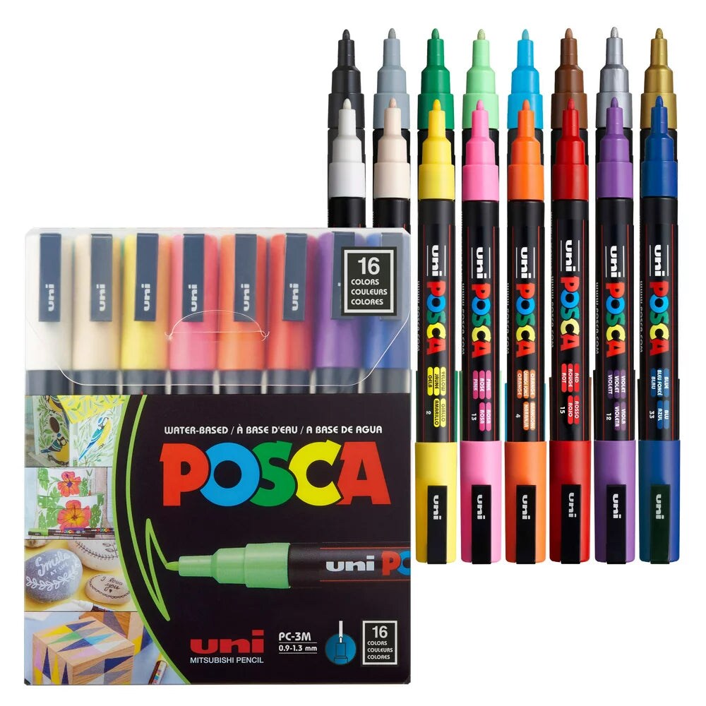 Posca 16-Color Paint Marker Set, PC-3M Fine