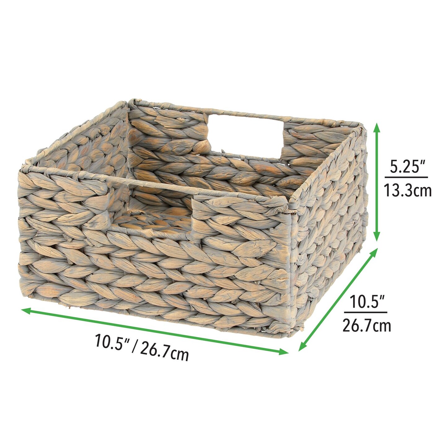 mDesign Woven Hyacinth Home Storage Basket for Cube Furniture, 4 Pack - Natural