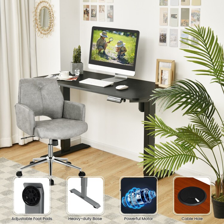 Electric Computer Standing Desk with Height Adjustable and Cable Management Hole