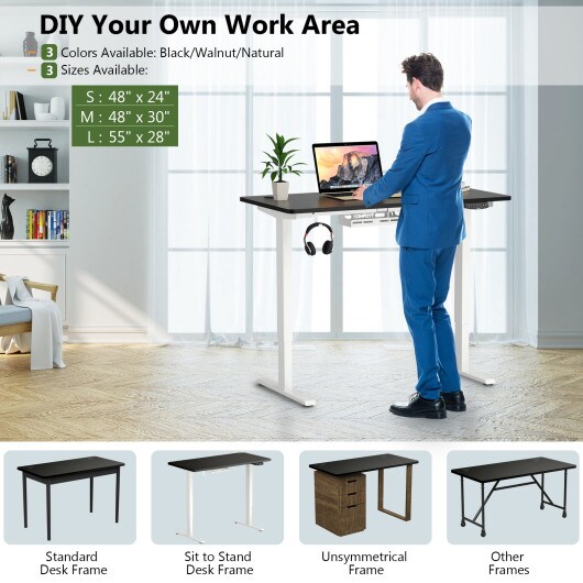 One-Piece Desktop 48 x 24 Inch Universal Tabletop for Standard & Sit-Stand Desks