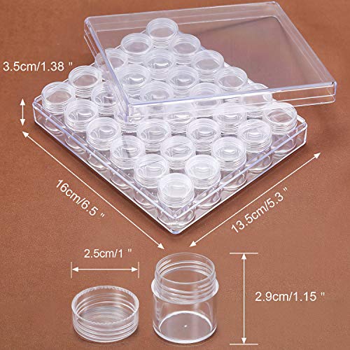 30 PCS Clear Plastic Bead Storage Containers - Storage Jars Diamond Painting Accessory Box Transparent Bottles with Lid for DIY Diamond, Nail and Other Small Items (1.15 x 1 Inch)