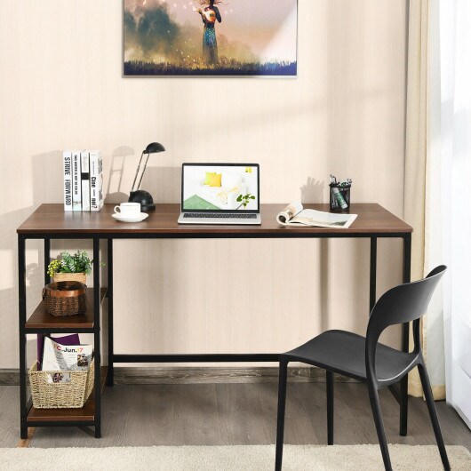 Computer Desk Office Study Table Workstation Home with Adjustable Shelf Coffee