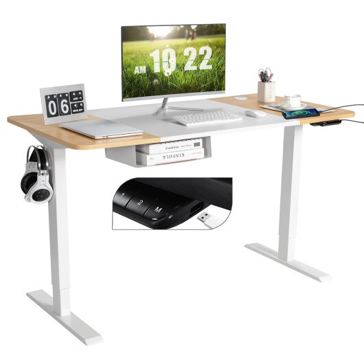 55 Inch x 28 Inch Electric Standing Desk with USB Port