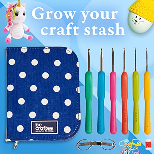 BeCraftee Crochet Hooks Kit - 31 Piece Set with 9 Ergonomic Hook Sizes, 6 Yarn Needles, Additional Knitting &#x26; Crochet Supplies and Carrying Case&#xFEFF;